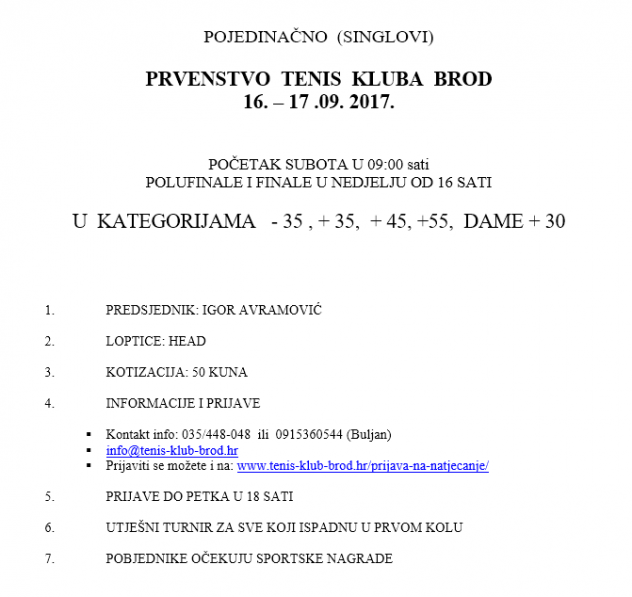 Prvenstvo TK Brod 2017